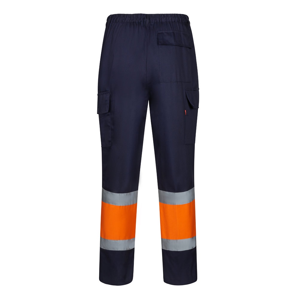 VL ARTEMIS. Pantalón bicolor, en sarga (190 g/m²), algodón (20 %) y poliéster (80 %). Pantalón multibolsillos elástico (240 g/m²), en algodón (46%), EME (38%) y poliéster (16%)