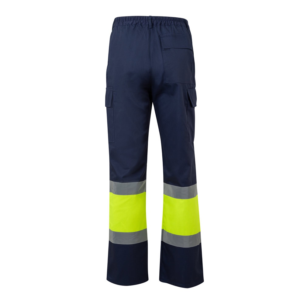 VL ARTEMIS. Pantalón bicolor, en sarga (190 g/m²), algodón (20 %) y poliéster (80 %). Pantalón multibolsillos elástico (240 g/m²), en algodón (46%), EME (38%) y poliéster (16%)