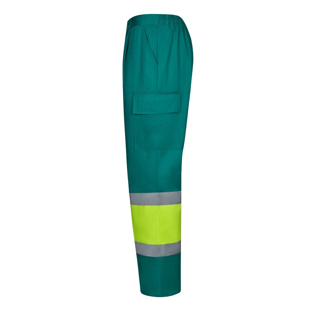 VL ARTEMIS. Pantalón bicolor, en sarga (190 g/m²), algodón (20 %) y poliéster (80 %). Pantalón multibolsillos elástico (240 g/m²), en algodón (46%), EME (38%) y poliéster (16%)
