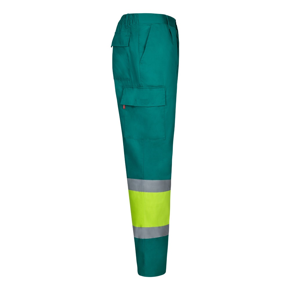 VL ARTEMIS. Pantalón bicolor, en sarga (190 g/m²), algodón (20 %) y poliéster (80 %). Pantalón multibolsillos elástico (240 g/m²), en algodón (46%), EME (38%) y poliéster (16%)