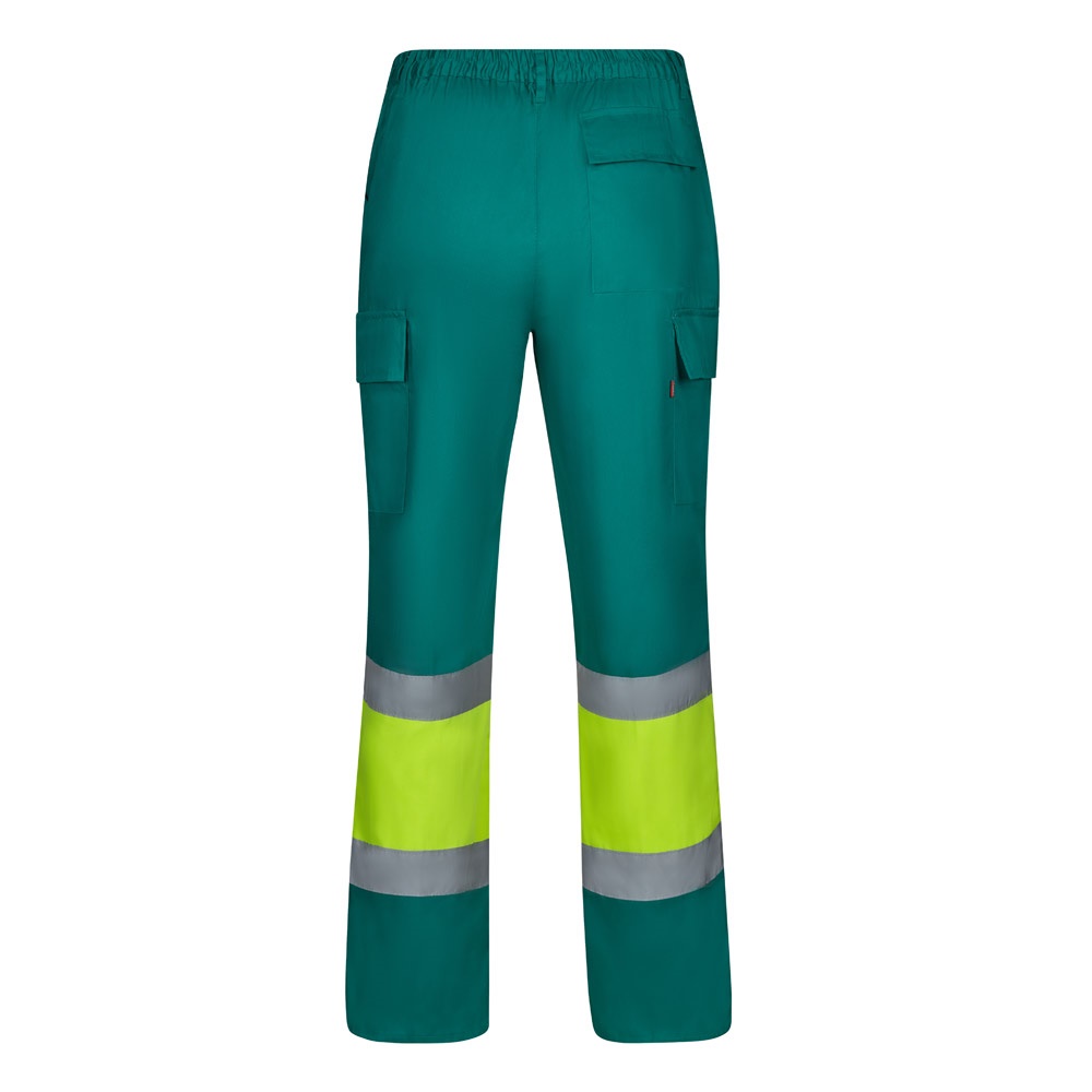 VL ARTEMIS. Pantalón bicolor, en sarga (190 g/m²), algodón (20 %) y poliéster (80 %). Pantalón multibolsillos elástico (240 g/m²), en algodón (46%), EME (38%) y poliéster (16%)