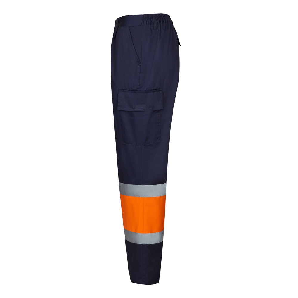 VL ARTEMIS. Pantalón bicolor, en sarga (190 g/m²), algodón (20 %) y poliéster (80 %). Pantalón multibolsillos elástico (240 g/m²), en algodón (46%), EME (38%) y poliéster (16%)