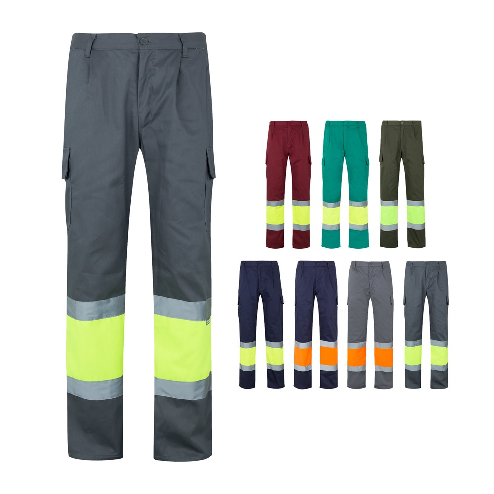 VL ATHENA. Pantalón de sarga bicolor (210 g/m²), forrado, multibolsillos, en algodón (20 %) y poliéster (80 %)