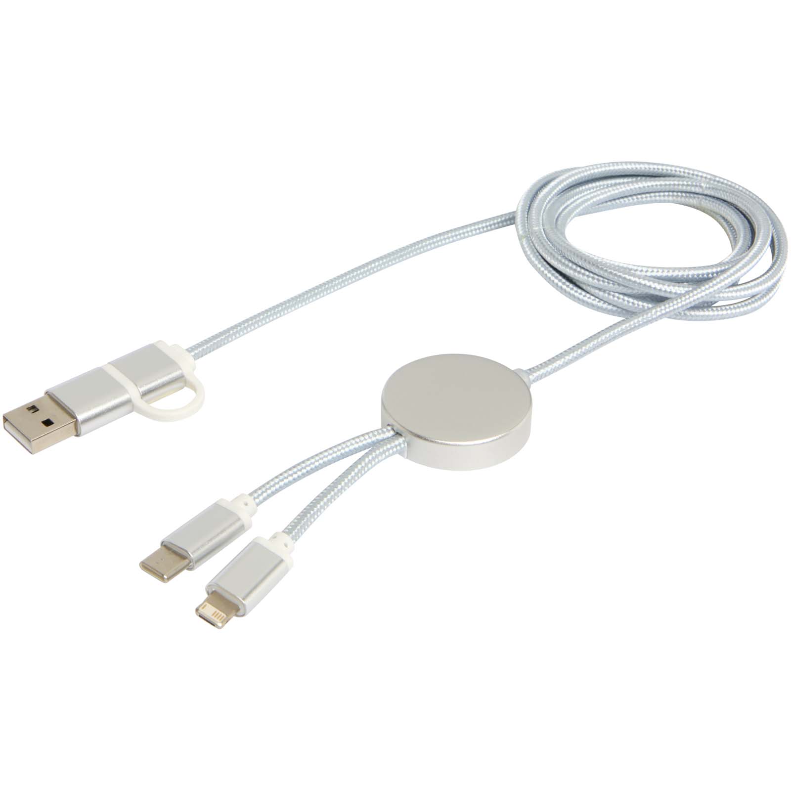 Cable 5 en 1 de aluminio y plástico reciclado de 150 cm para sincronización de datos y carga rápida de 27 W Alasia