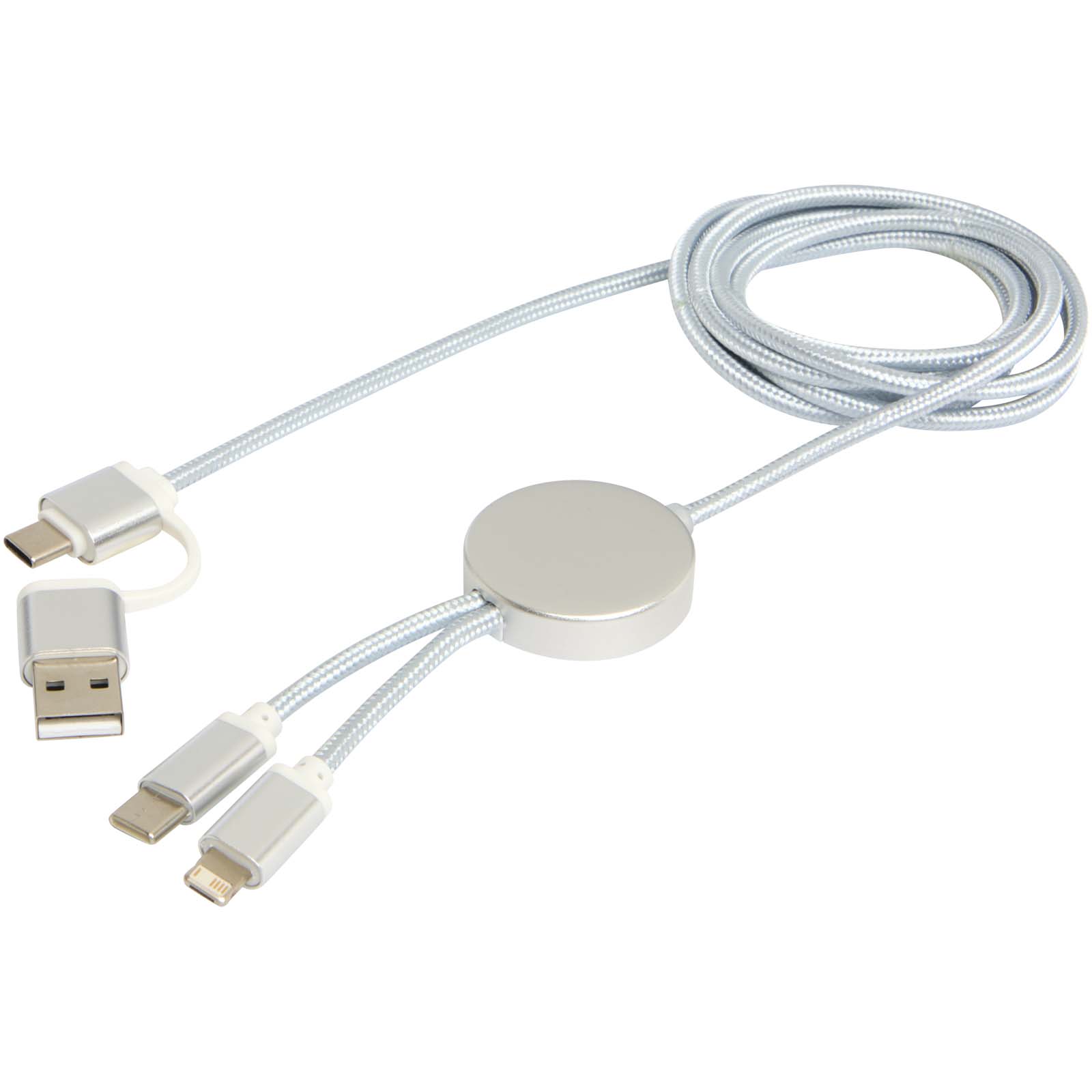 Cable 5 en 1 de aluminio y plástico reciclado de 150 cm para sincronización de datos y carga rápida de 27 W Alasia