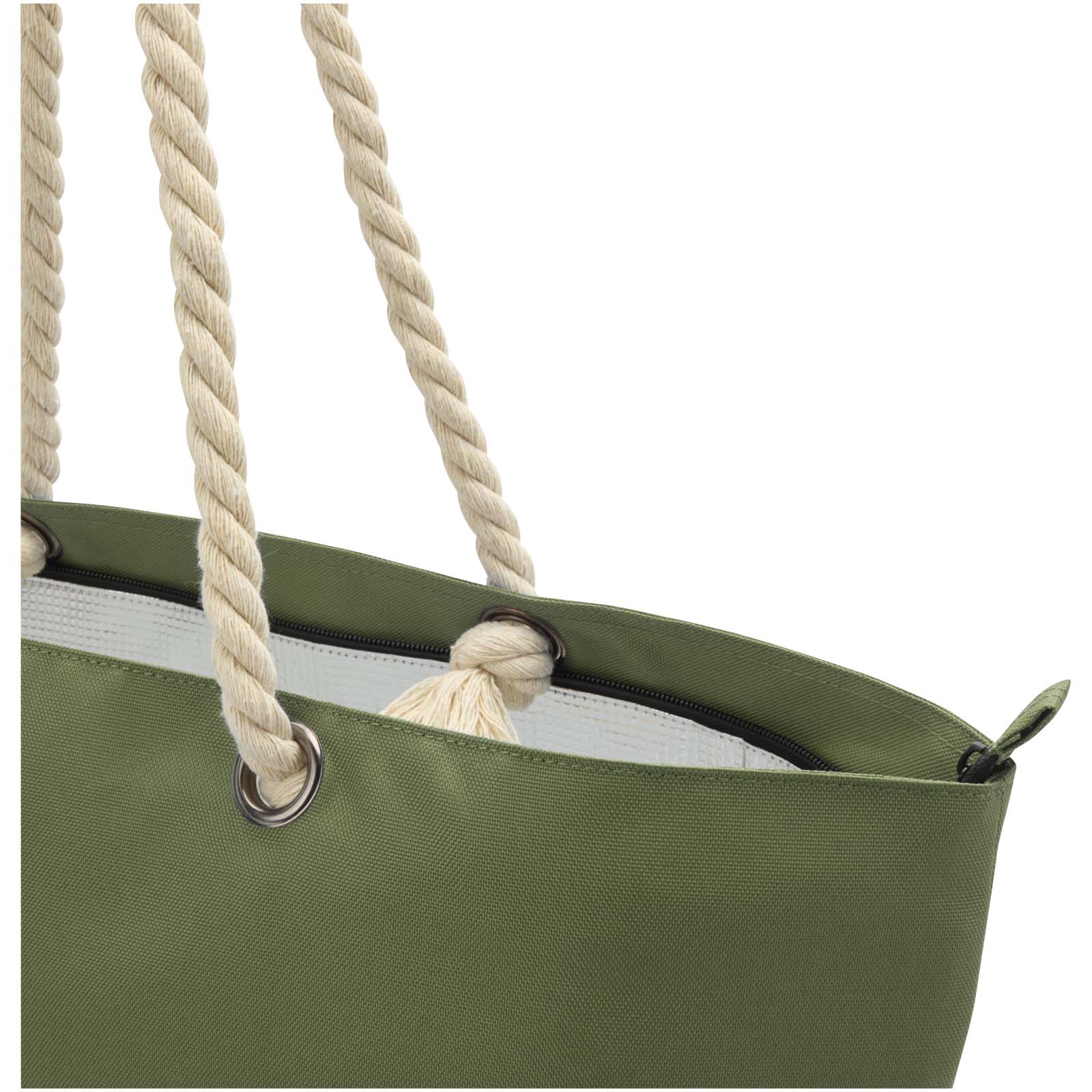 Bolsa de playa refrigeradora de material reciclado GRS con asas de cuerda Panama 23L