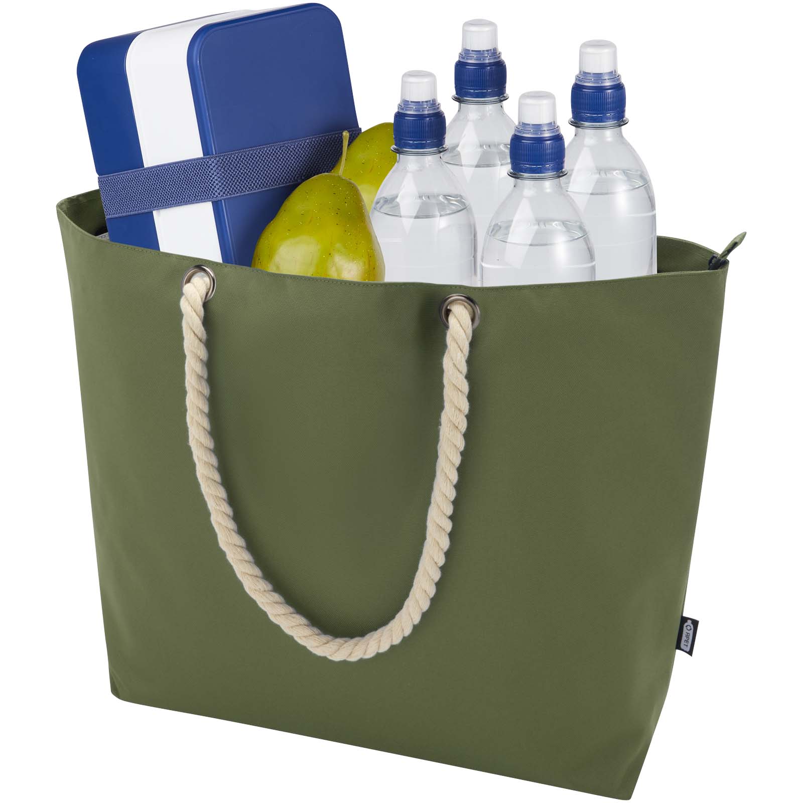Bolsa de playa refrigeradora de material reciclado GRS con asas de cuerda Panama 23L
