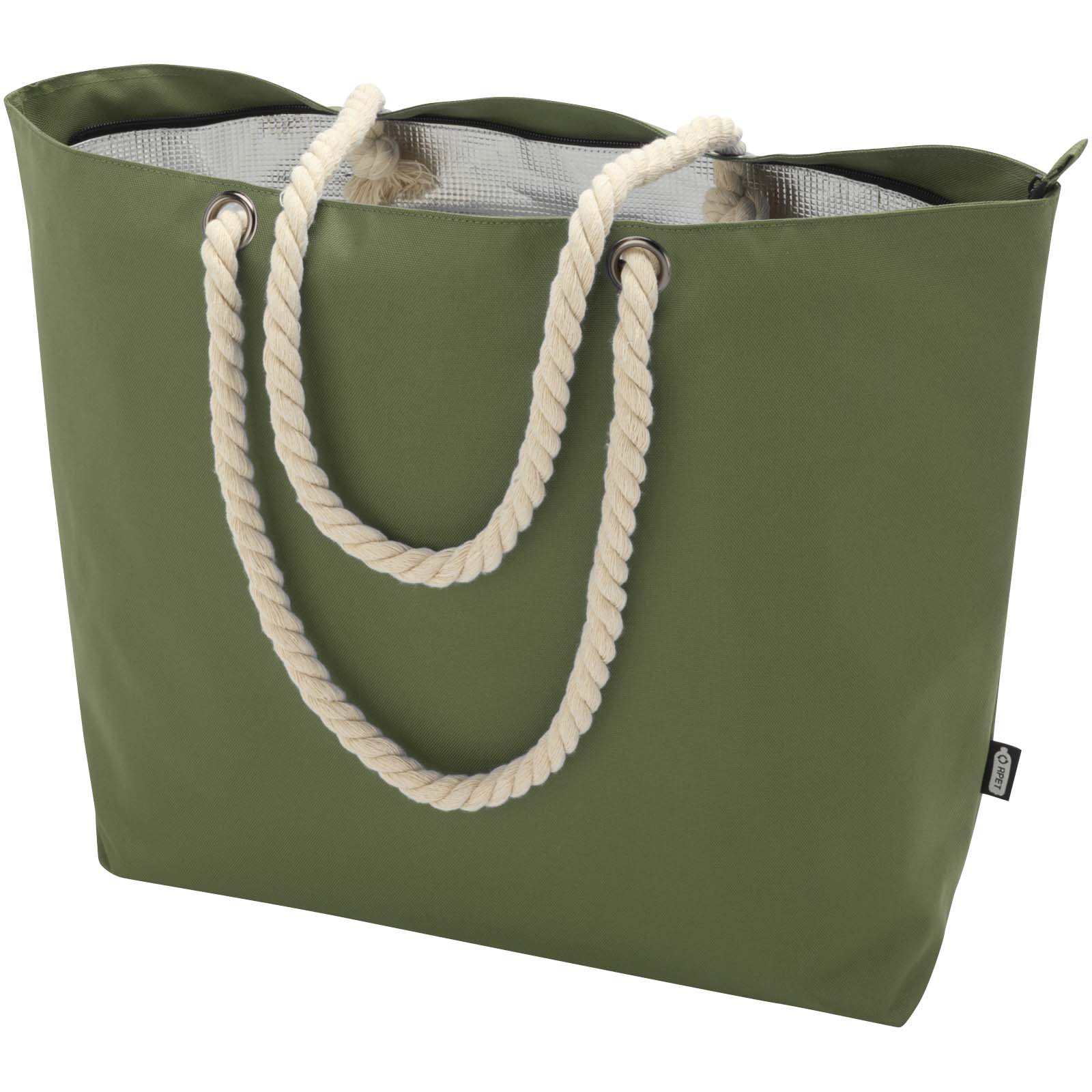 Bolsa de playa refrigeradora de material reciclado GRS con asas de cuerda Panama 23L