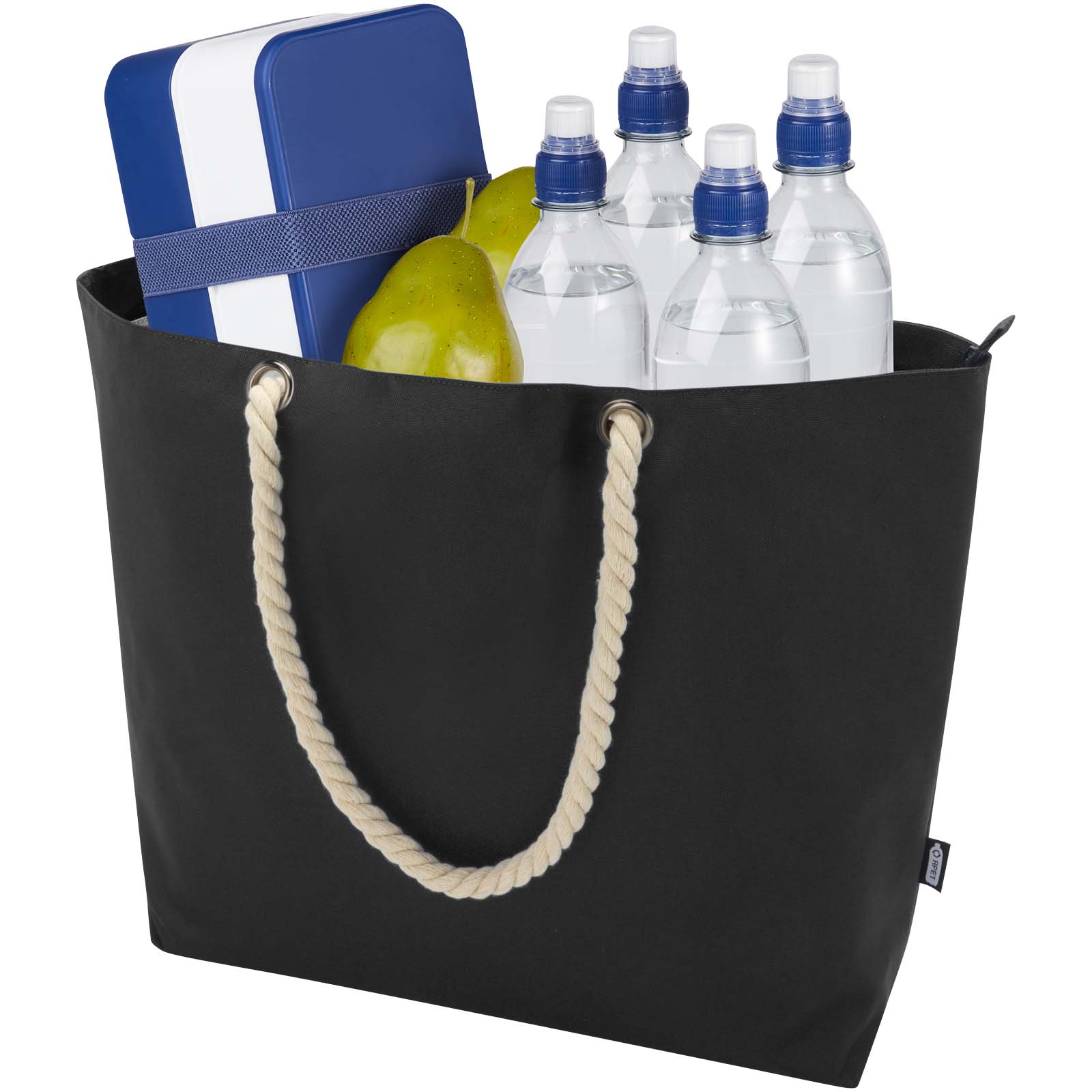 Bolsa de playa refrigeradora de material reciclado GRS con asas de cuerda Panama 23L