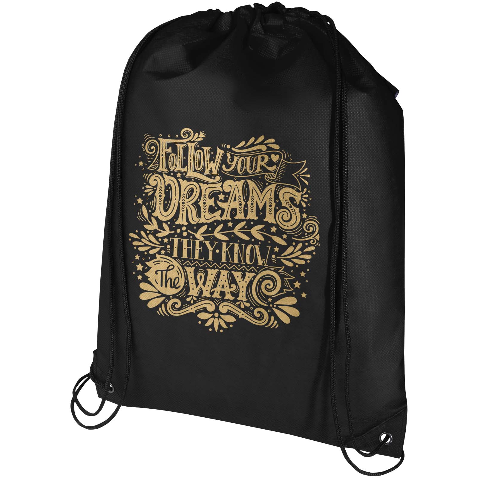Bolsa de tela sin tejer de material reciclado GRS con cordón de 5 l Evergreen