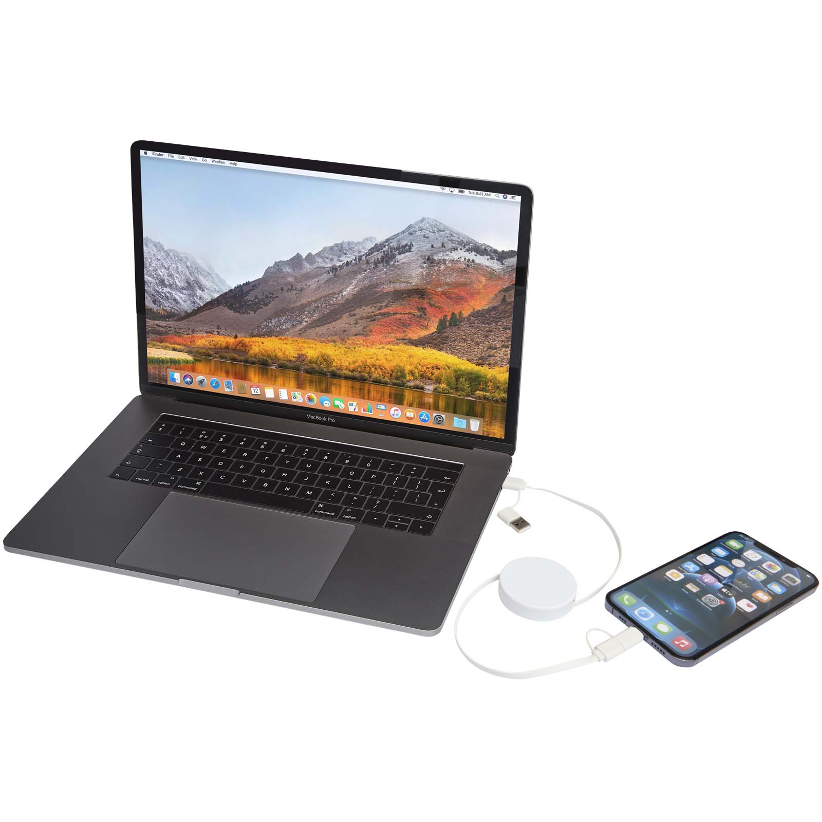 Cable retráctil 5 en 1 de plástico reciclado de 90 cm para sincronización de datos y carga rápida de 40 W Citala
