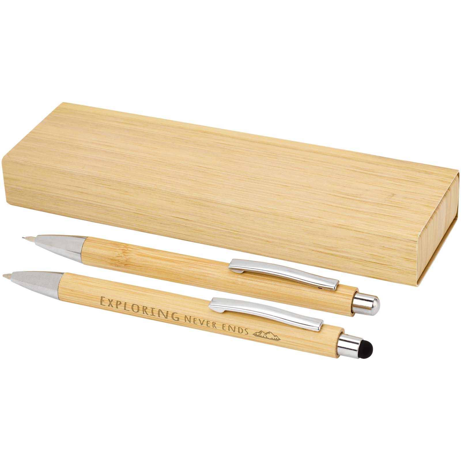 Set de bolígrafo y portaminas de bambú Oblys (tinta negra)