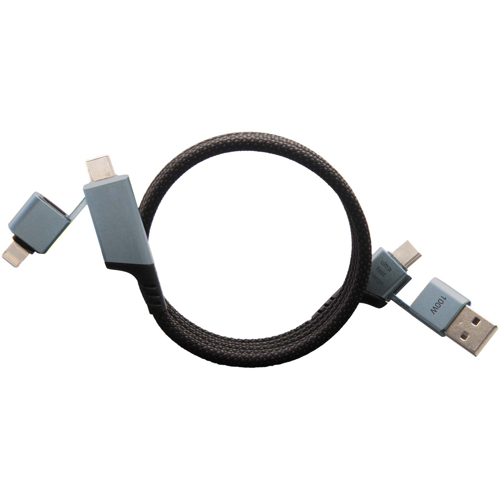 Cable de carga magnética ultrarrápida de 100 W 4 en 1 de rPET SCX.design C52