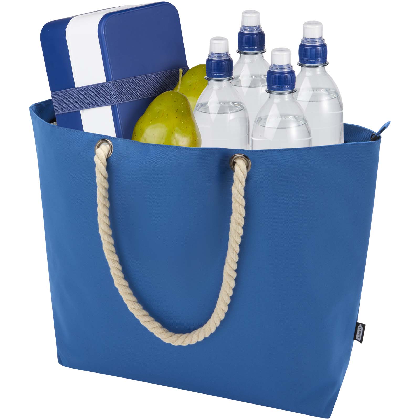 Bolsa de playa refrigeradora de material reciclado GRS con asas de cuerda Panama 23L