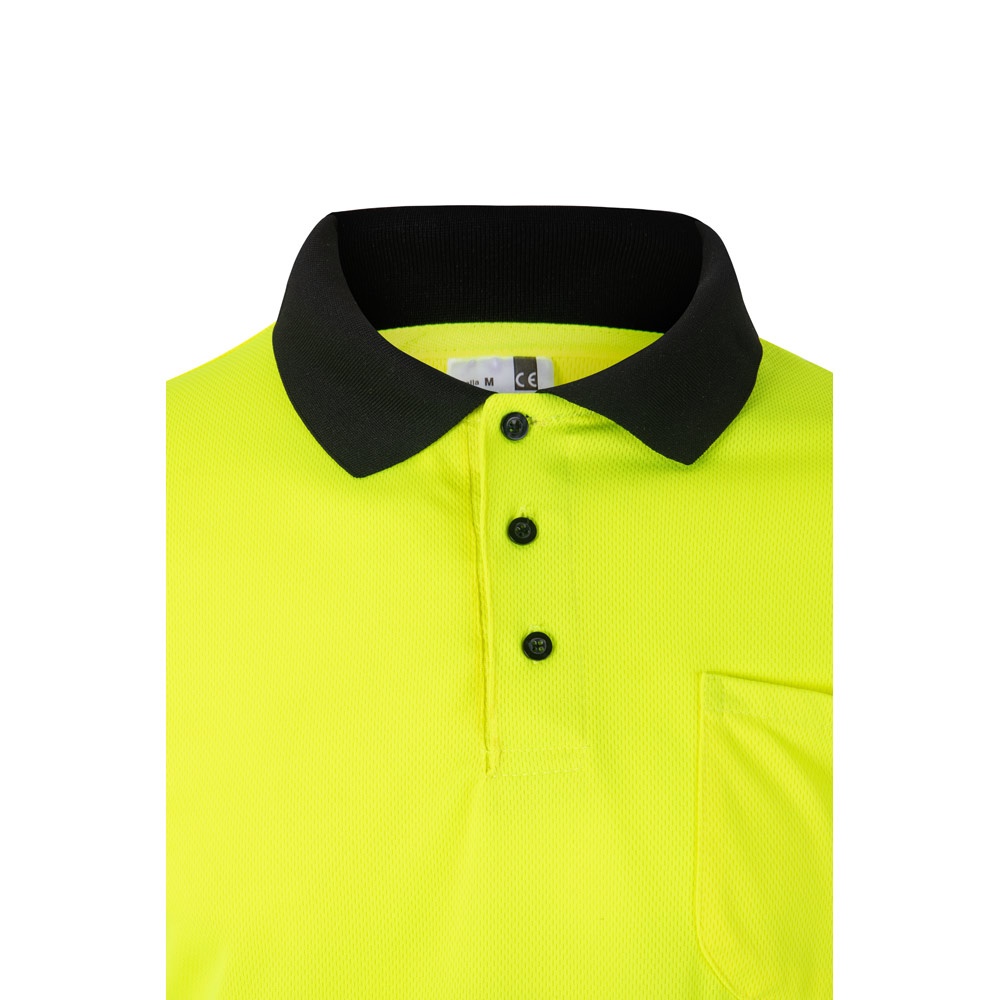 VL VULCAN LARGE. Polo bicolor ojo de pájaro (160g/m²) con manga larga, en poliéster (100%)