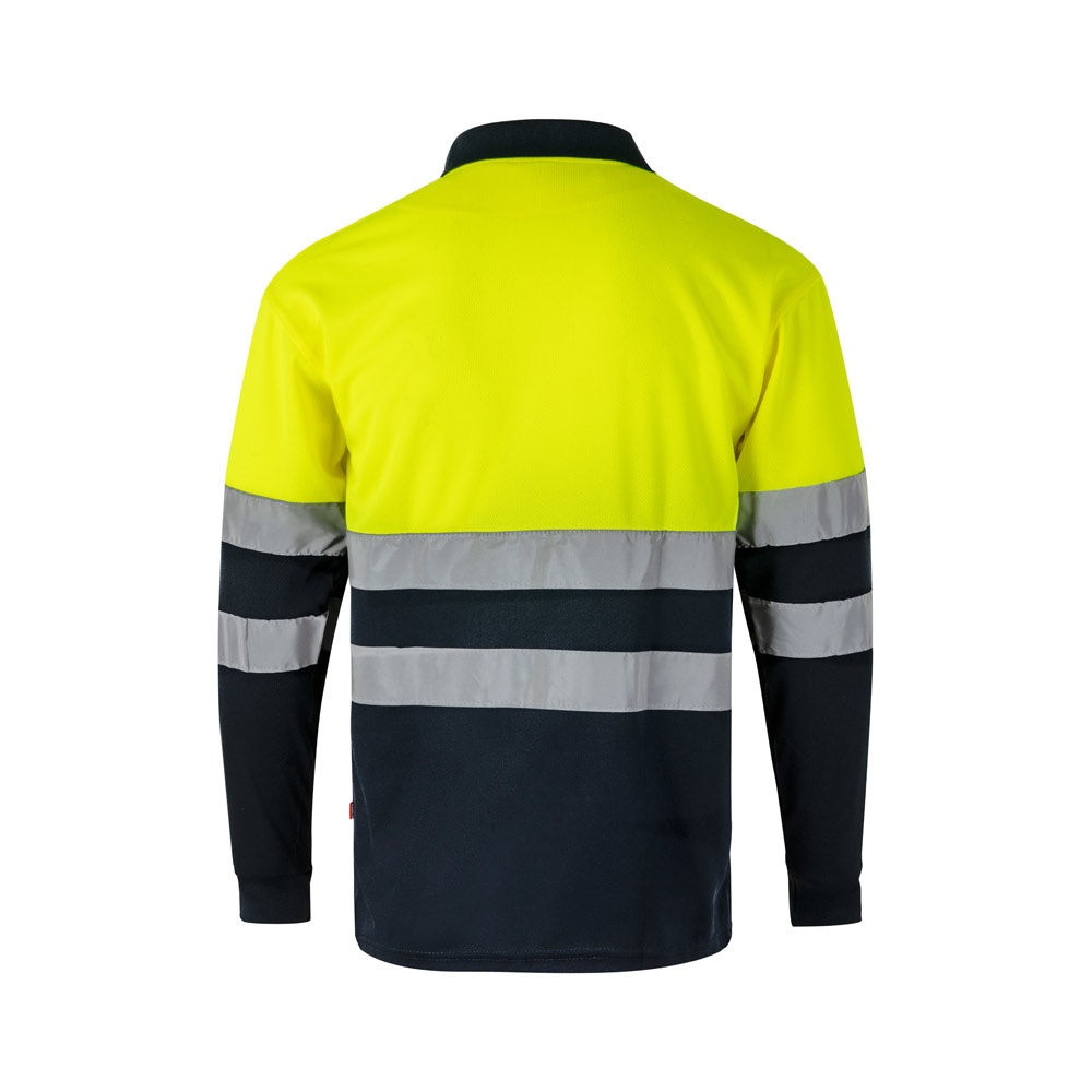 VL VULCAN LARGE. Polo bicolor ojo de pájaro (160g/m²) con manga larga, en poliéster (100%)