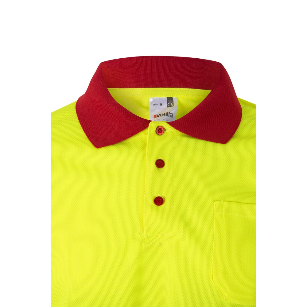 VL VULCAN LARGE. Polo bicolor ojo de pájaro (160g/m²) con manga larga, en poliéster (100%)