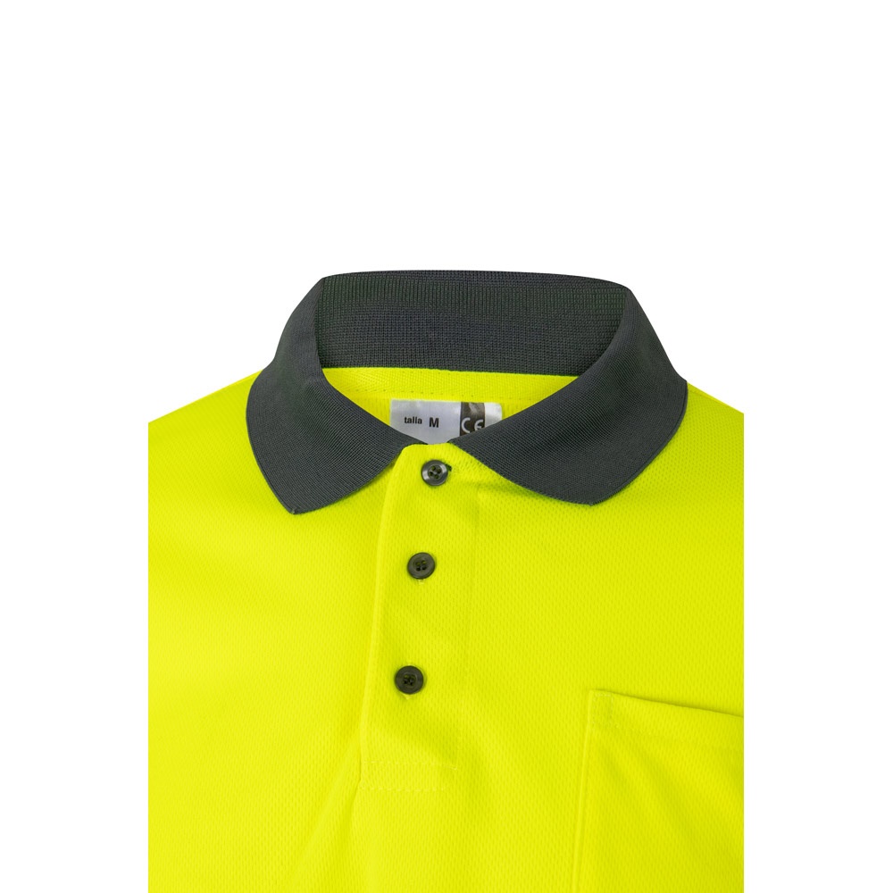 VL VULCAN LARGE. Polo bicolor ojo de pájaro (160g/m²) con manga larga, en poliéster (100%)