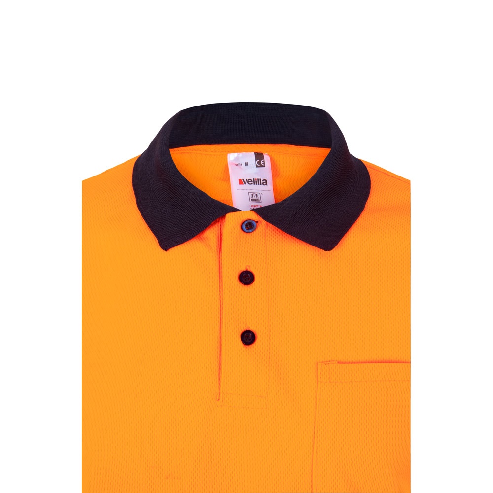 VL VULCAN LARGE. Polo bicolor ojo de pájaro (160g/m²) con manga larga, en poliéster (100%)