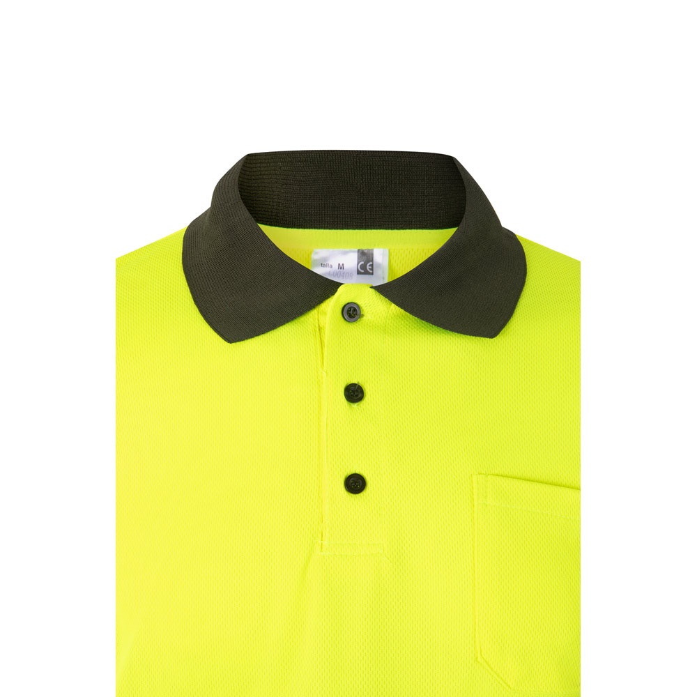 VL VULCAN LARGE. Polo bicolor ojo de pájaro (160g/m²) con manga larga, en poliéster (100%)