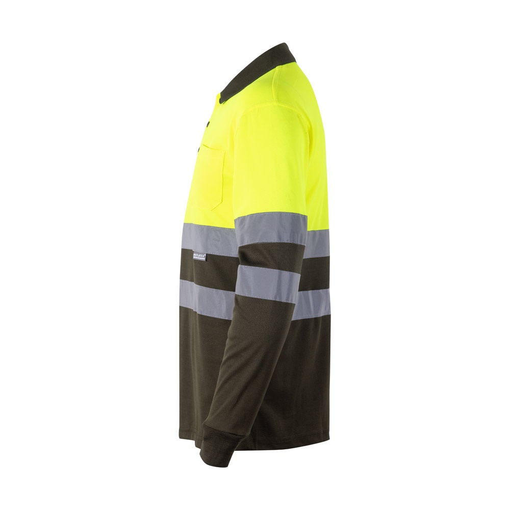 VL VULCAN LARGE. Polo bicolor ojo de pájaro (160g/m²) con manga larga, en poliéster (100%)