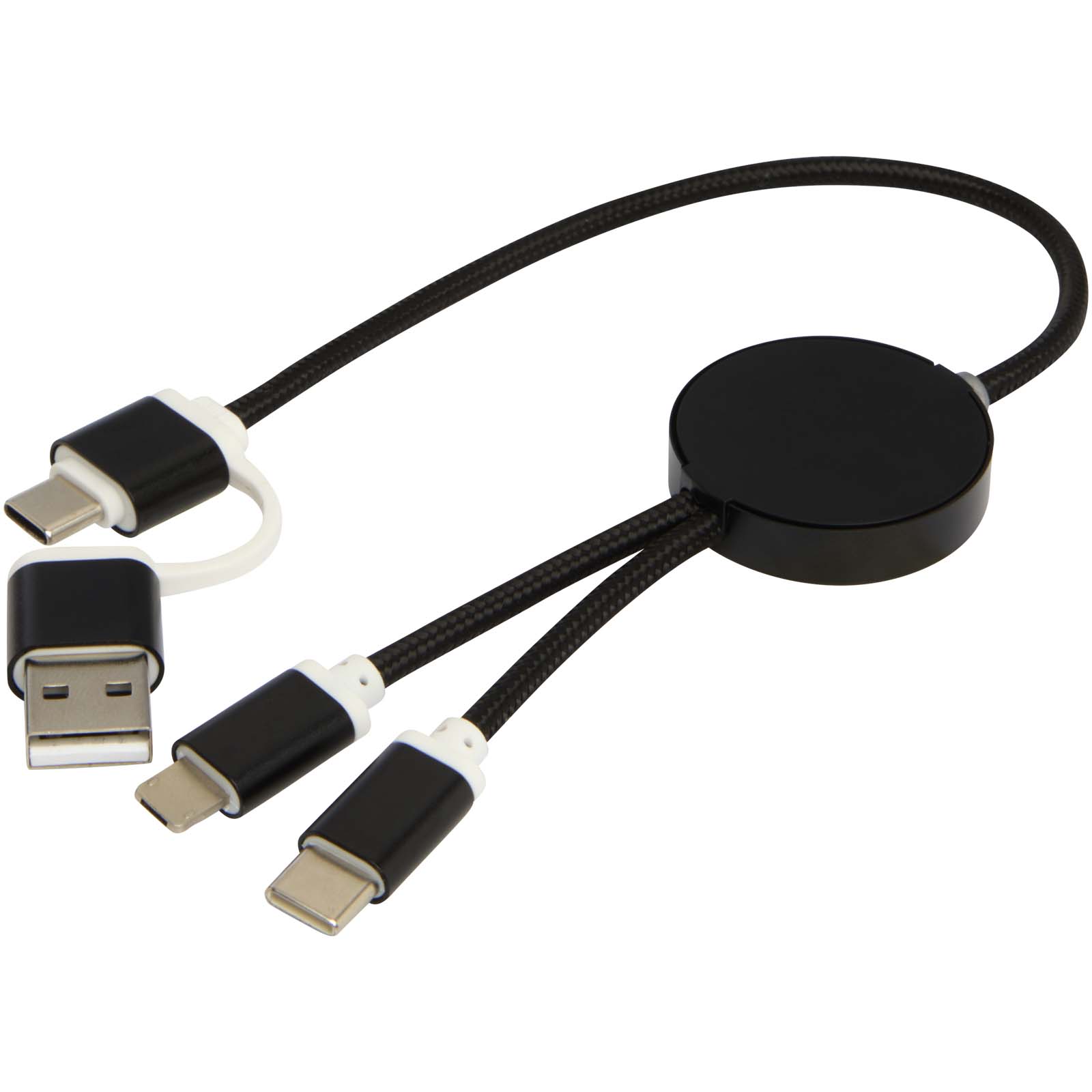 Cable 5 en 1 de aluminio y plástico reciclado de 30 cm para sincronización de datos y carga rápida de 27 W Alasia