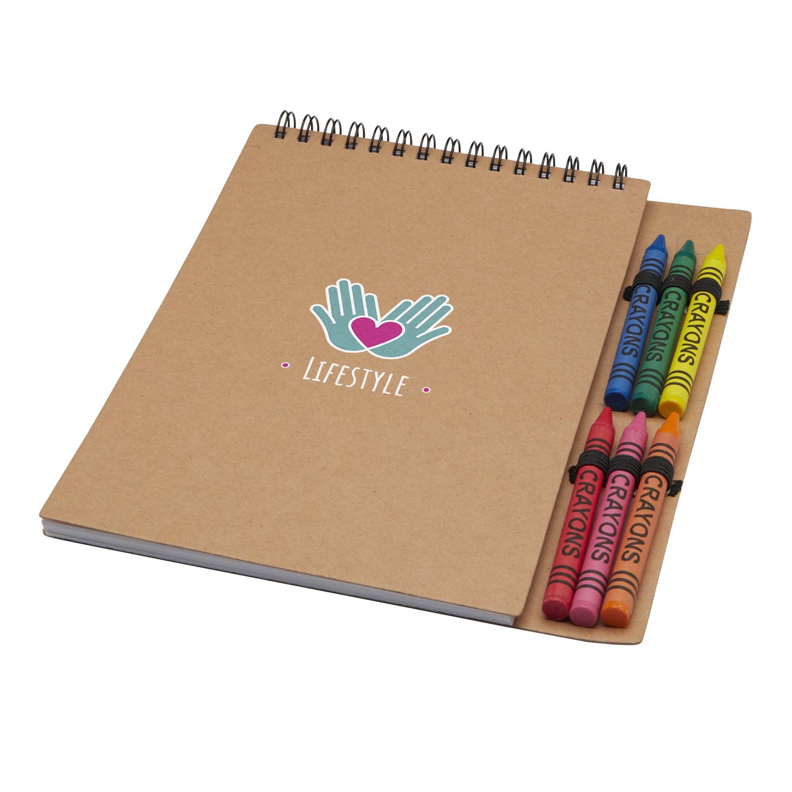 Libreta de tapa blanda A5 con espiral y set de ceras Doodle