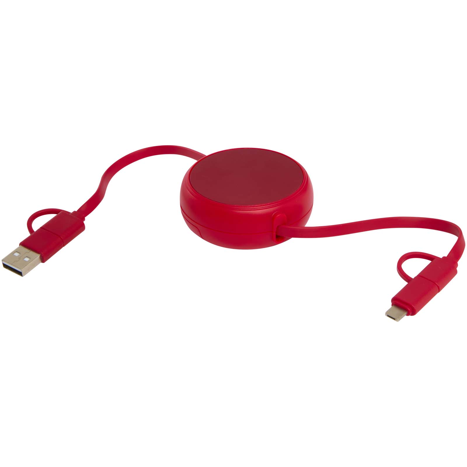 Cable retráctil 5 en 1 de 100 cm de plástico reciclado y aluminio para sincronización de datos y carga rápida de 45 W Alasia
