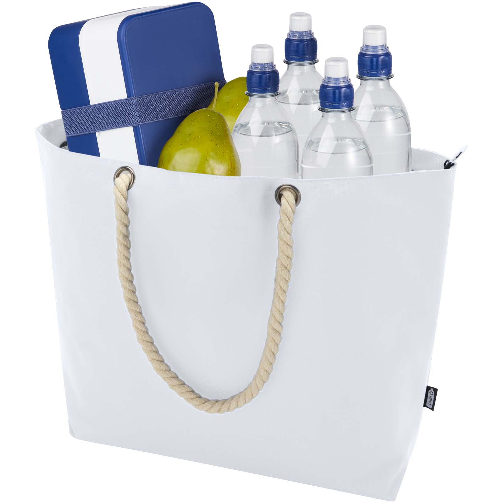 Bolsa de playa refrigeradora de material reciclado GRS con asas de cuerda Panama 23L
