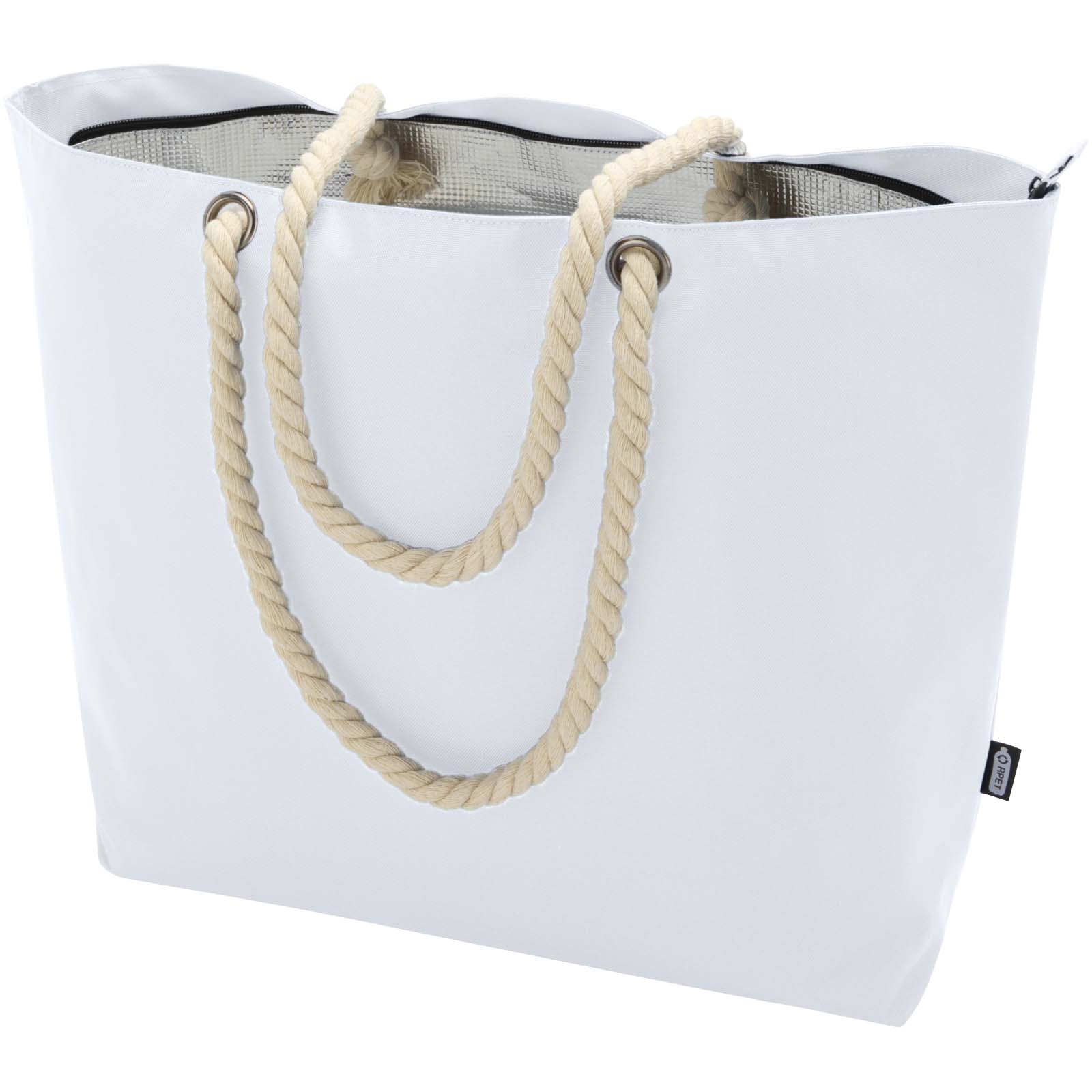Bolsa de playa refrigeradora de material reciclado GRS con asas de cuerda Panama 23L