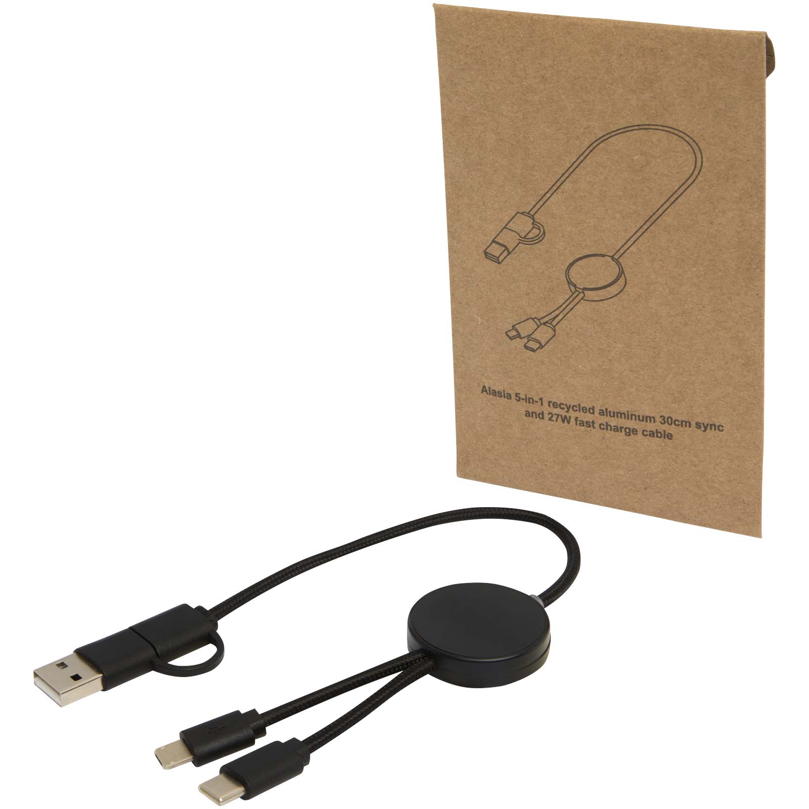 Cable 5 en 1 de plástico reciclado de 30 cm para sincronización de datos y carga rápida de 27 W Citala