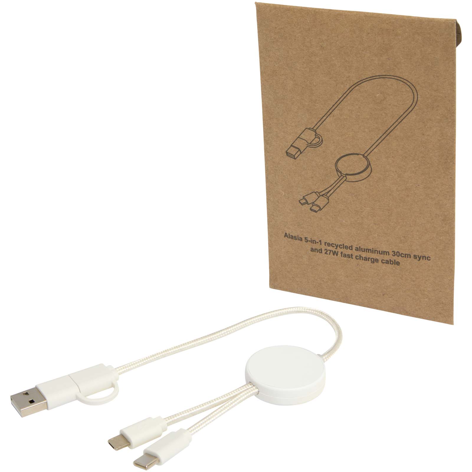Cable 5 en 1 de plástico reciclado de 30 cm para sincronización de datos y carga rápida de 27 W Citala