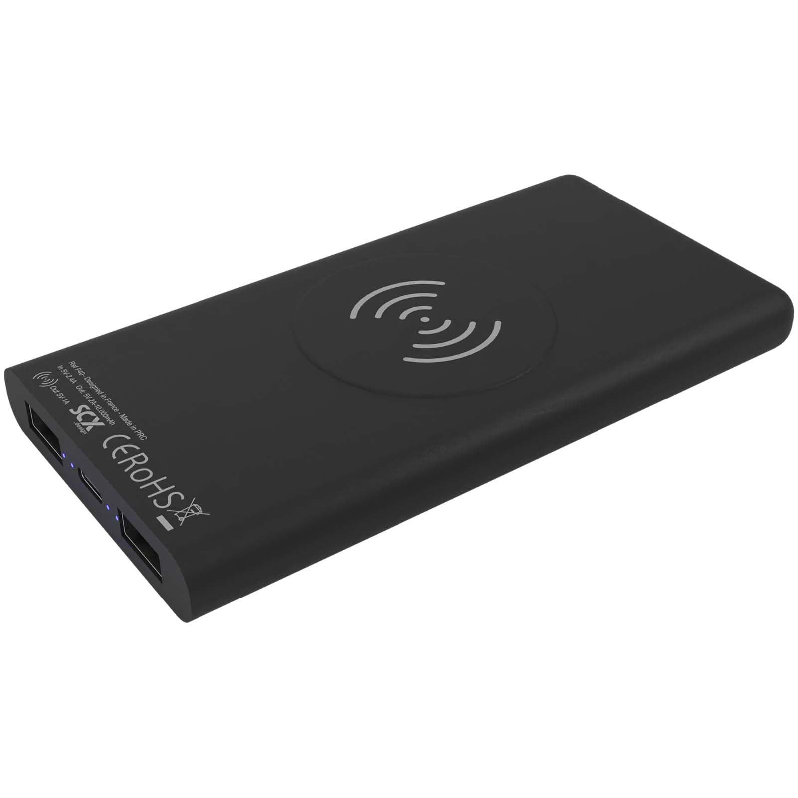 Batería externa inalámbrica de caucho luminosa de 10 000 mAh SCX.design P40