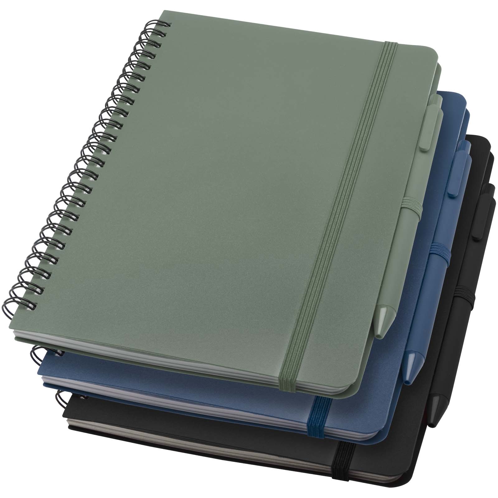Libreta de tapa dura A5 de plástico procedente del océano con bolígrafo Thalaasa (tinta negra)