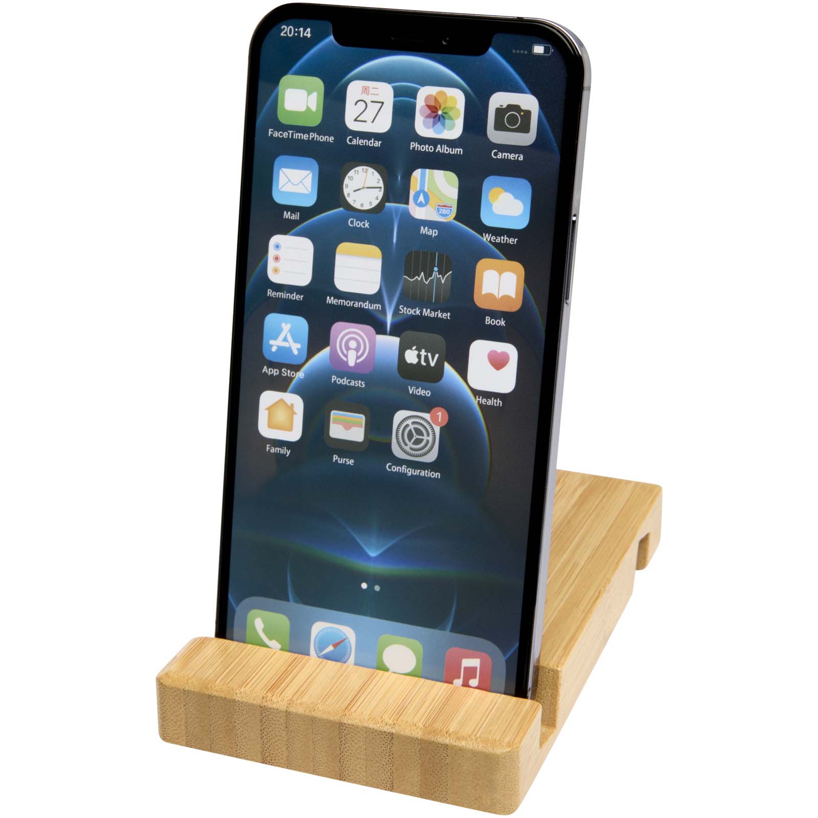 Soporte de bambú de 2 ángulos para tableta y teléfono Bubup