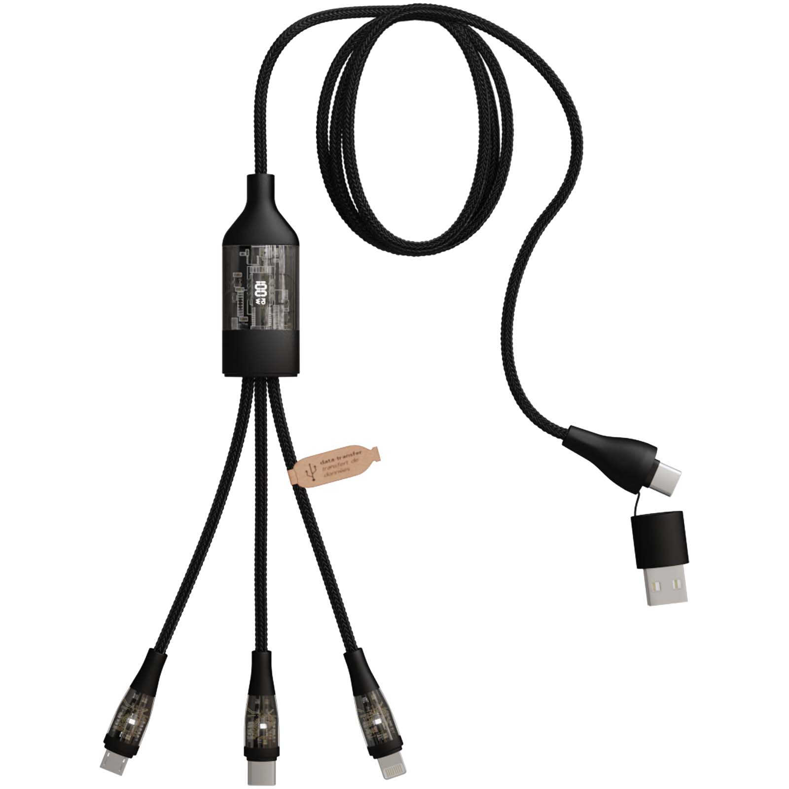 Cable de carga rápida 5 en 1 de 100 W/5 A con pantalla digital SCX.design C50