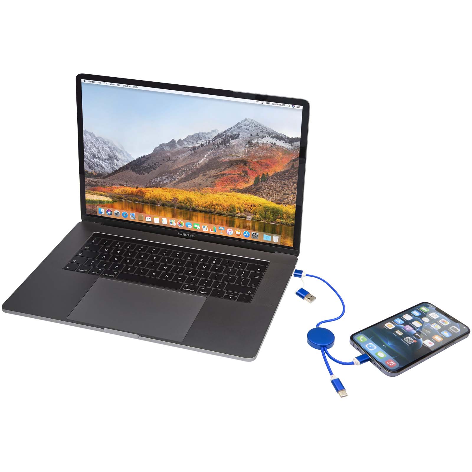 Cable 5 en 1 de aluminio y plástico reciclado de 30 cm para sincronización de datos y carga rápida de 27 W Alasia