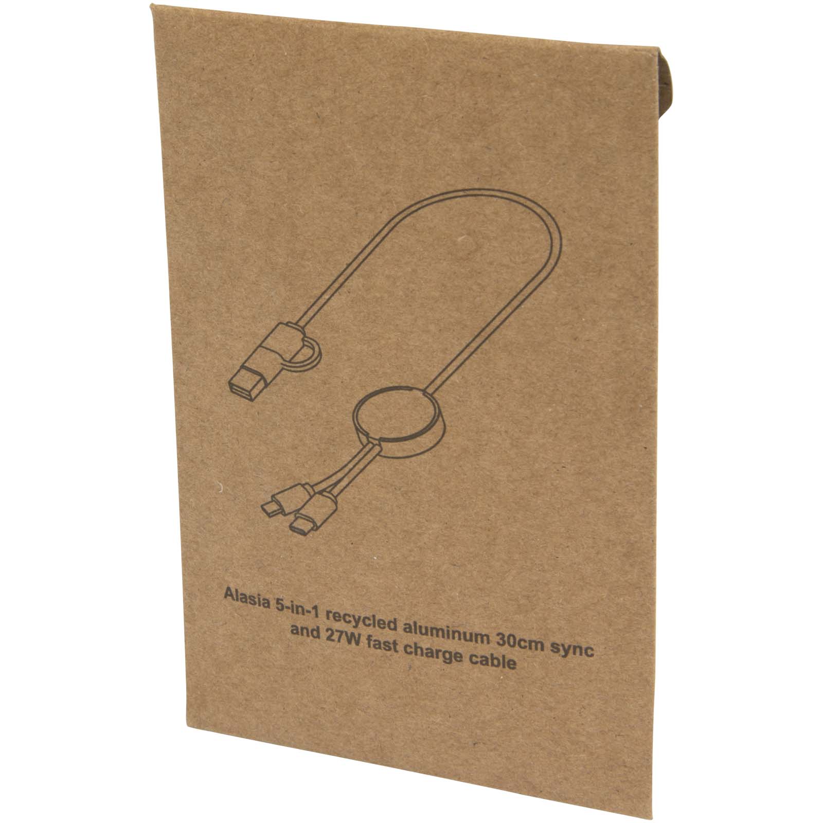 Cable 5 en 1 de aluminio y plástico reciclado de 30 cm para sincronización de datos y carga rápida de 27 W Alasia