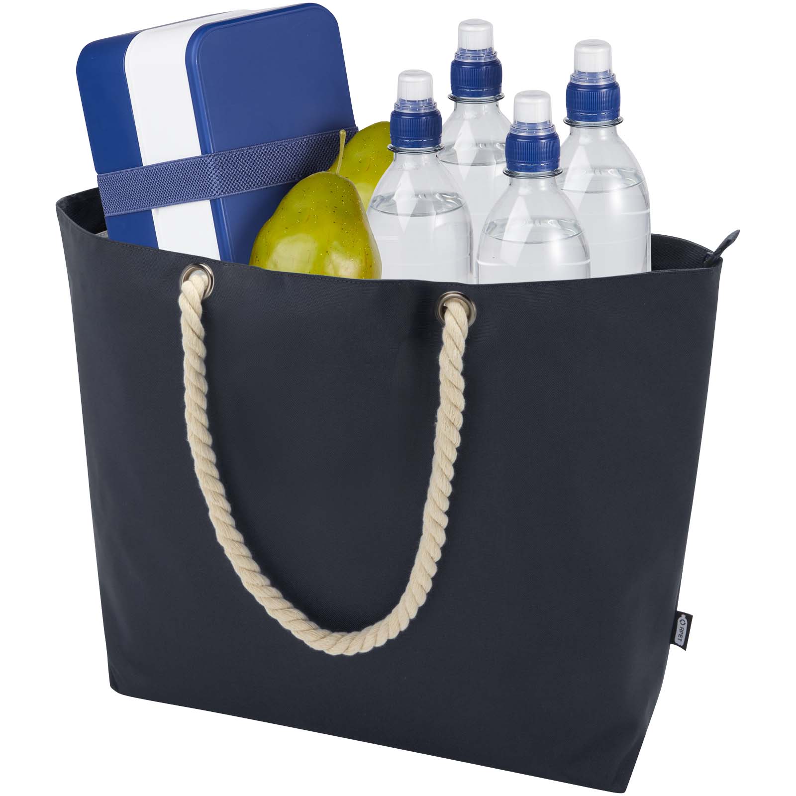 Bolsa de playa refrigeradora de material reciclado GRS con asas de cuerda Panama 23L
