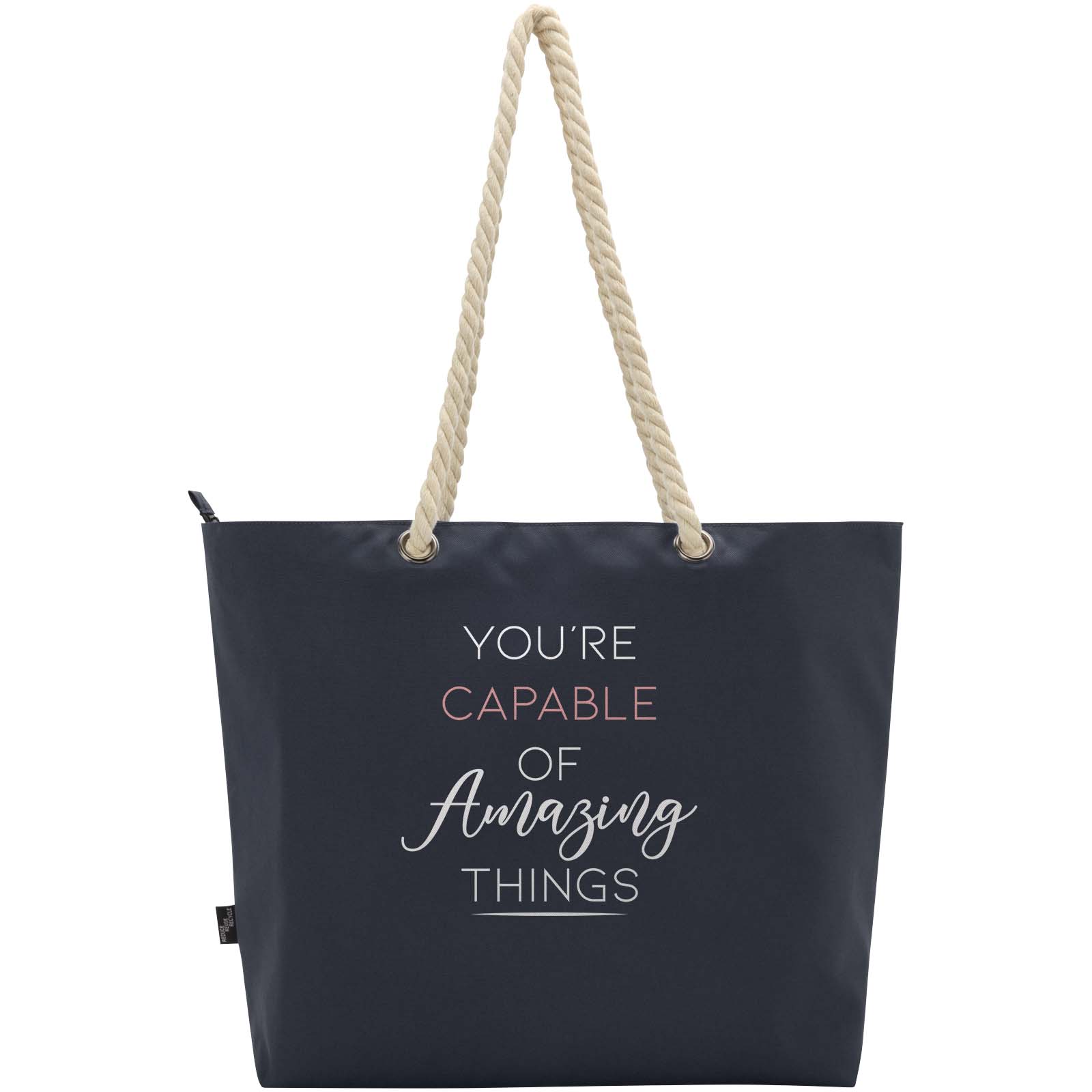 Bolsa de playa refrigeradora de material reciclado GRS con asas de cuerda Panama 23L