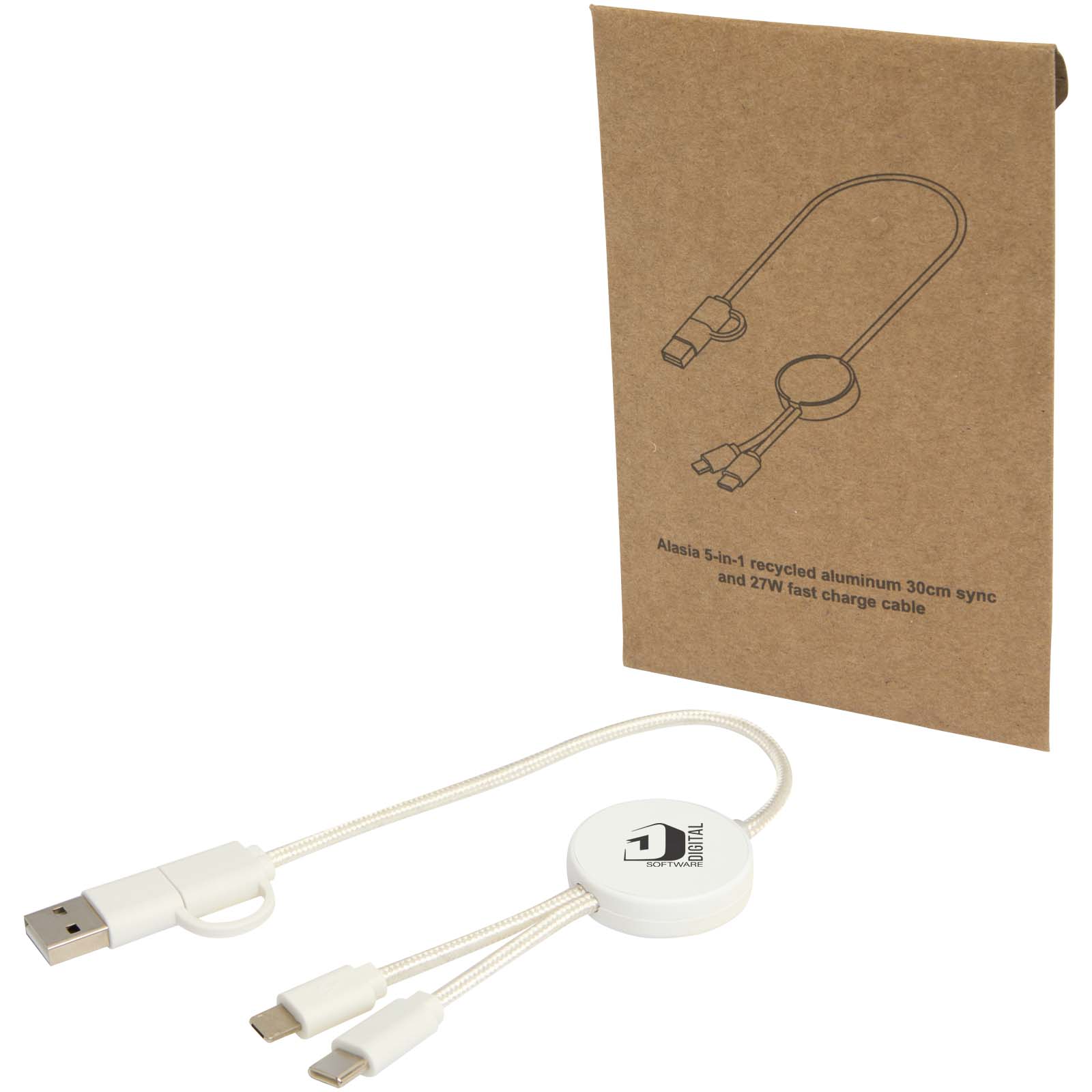 Cable 5 en 1 de plástico reciclado de 30 cm para sincronización de datos y carga rápida de 27 W Citala
