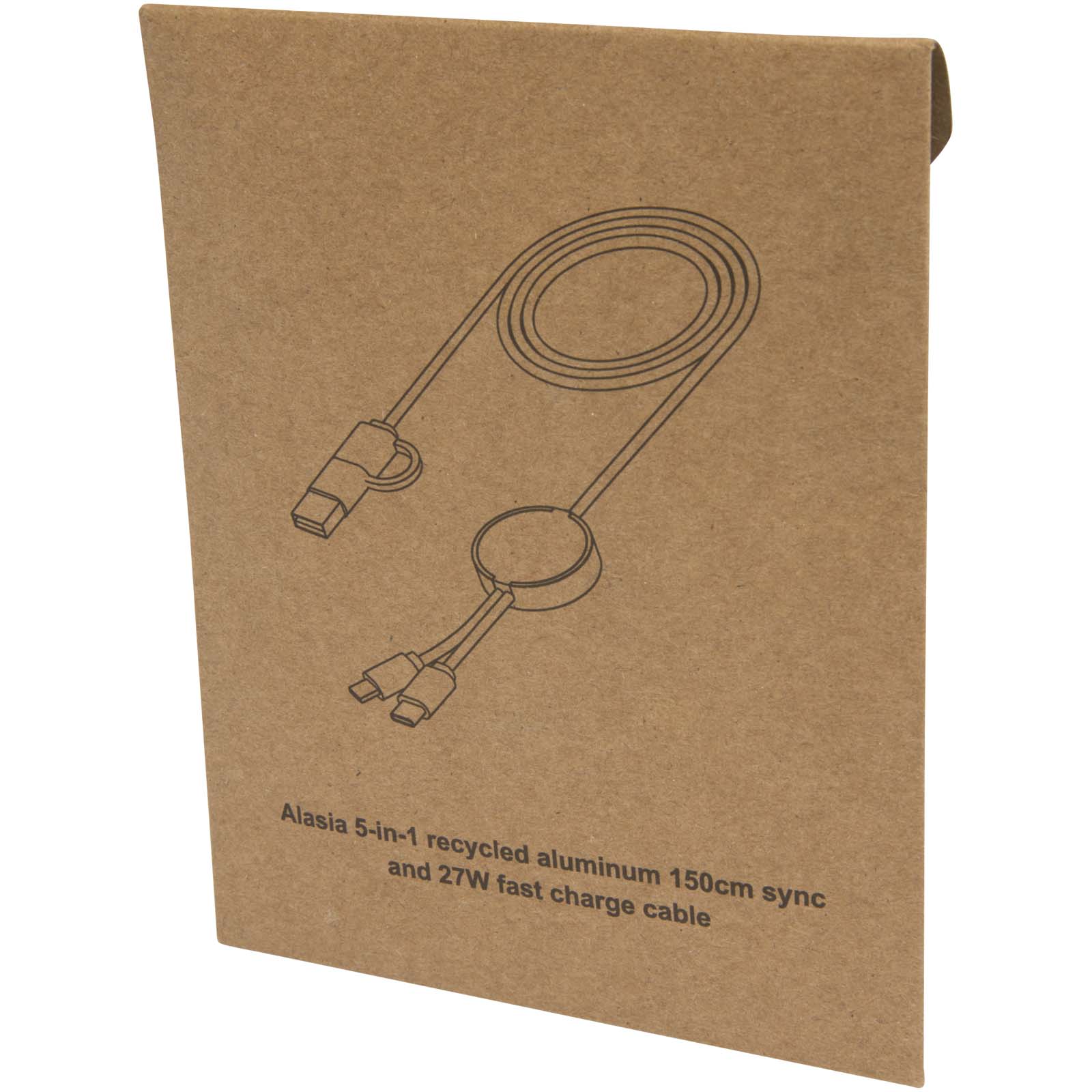 Cable 5 en 1 de aluminio y plástico reciclado de 150 cm para sincronización de datos y carga rápida de 27 W Alasia