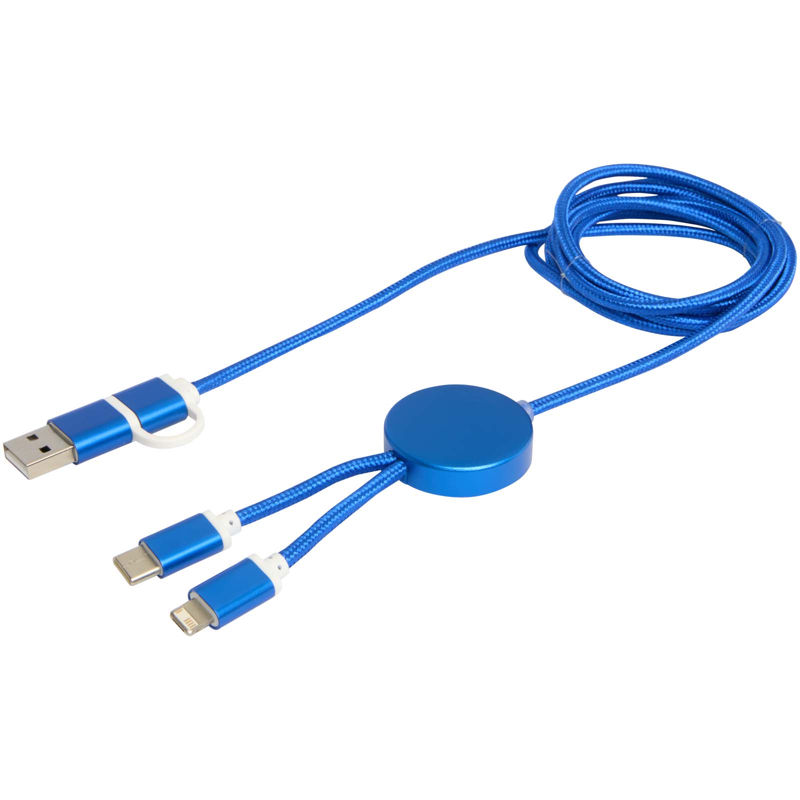 Cable 5 en 1 de aluminio y plástico reciclado de 150 cm para sincronización de datos y carga rápida de 27 W Alasia