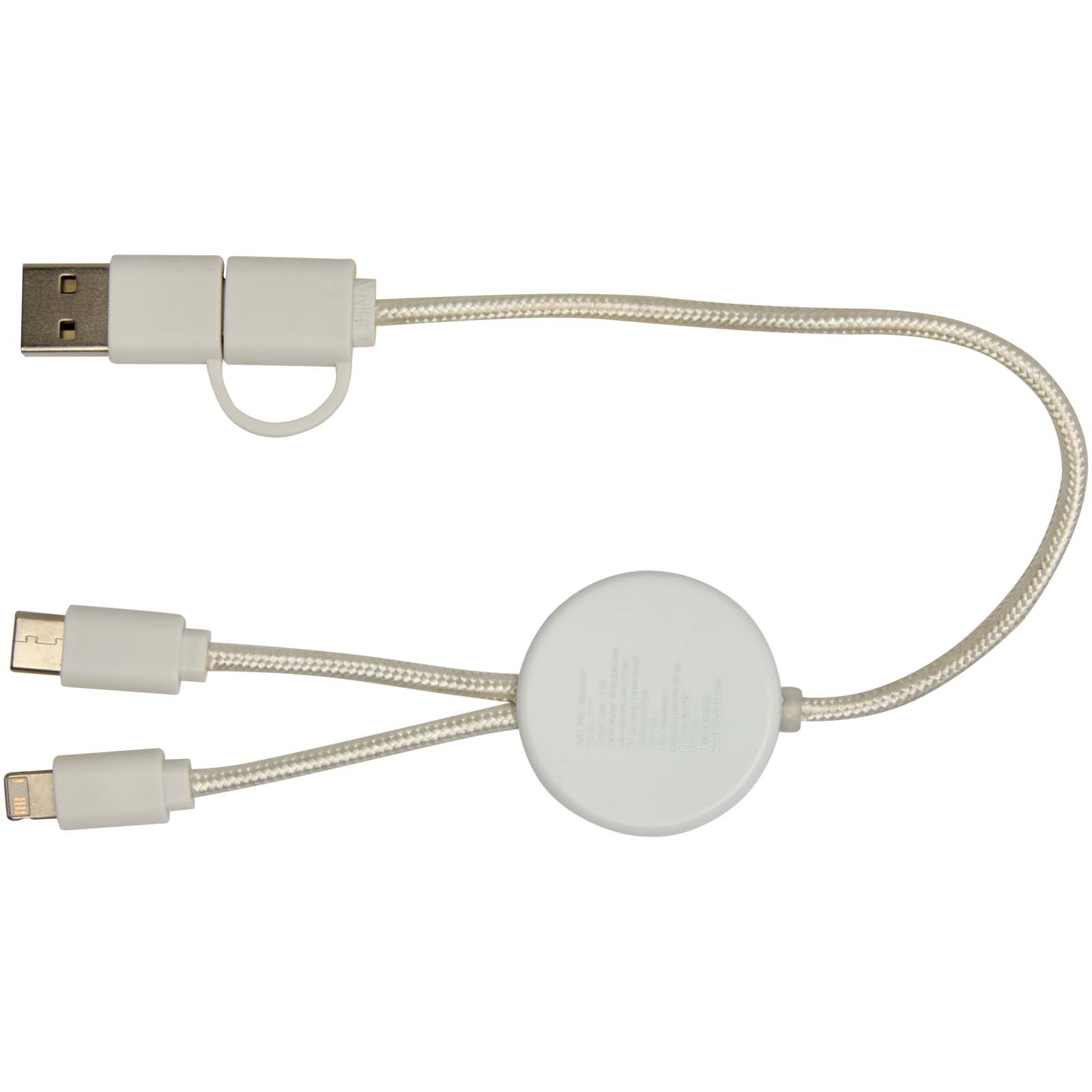 Cable 5 en 1 de plástico reciclado de 30 cm para sincronización de datos y carga rápida de 27 W con detalles de bambú Chechia