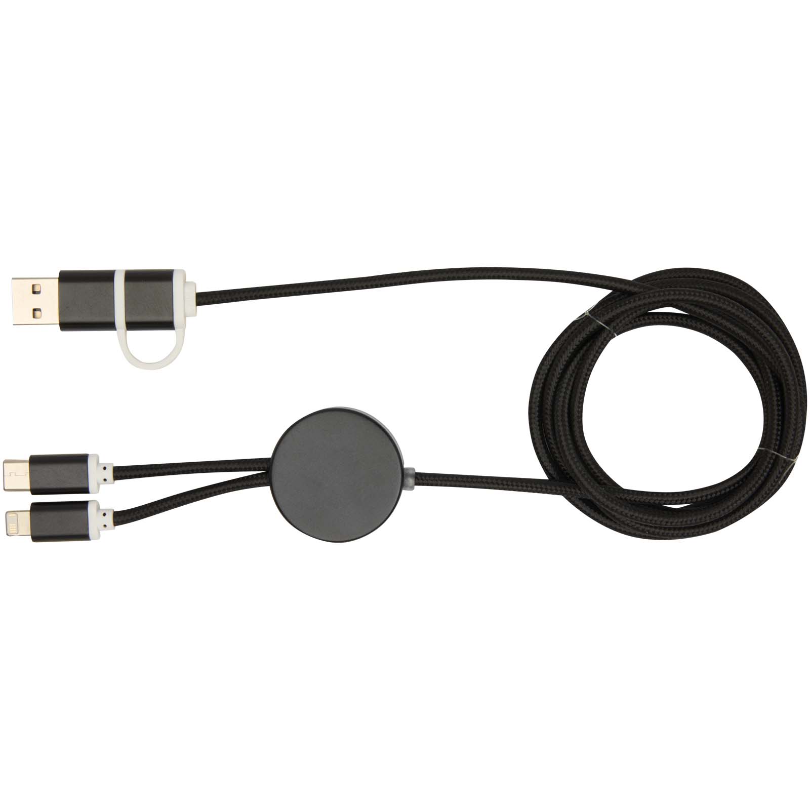 Cable 5 en 1 de aluminio y plástico reciclado de 150 cm para sincronización de datos y carga rápida de 27 W Alasia