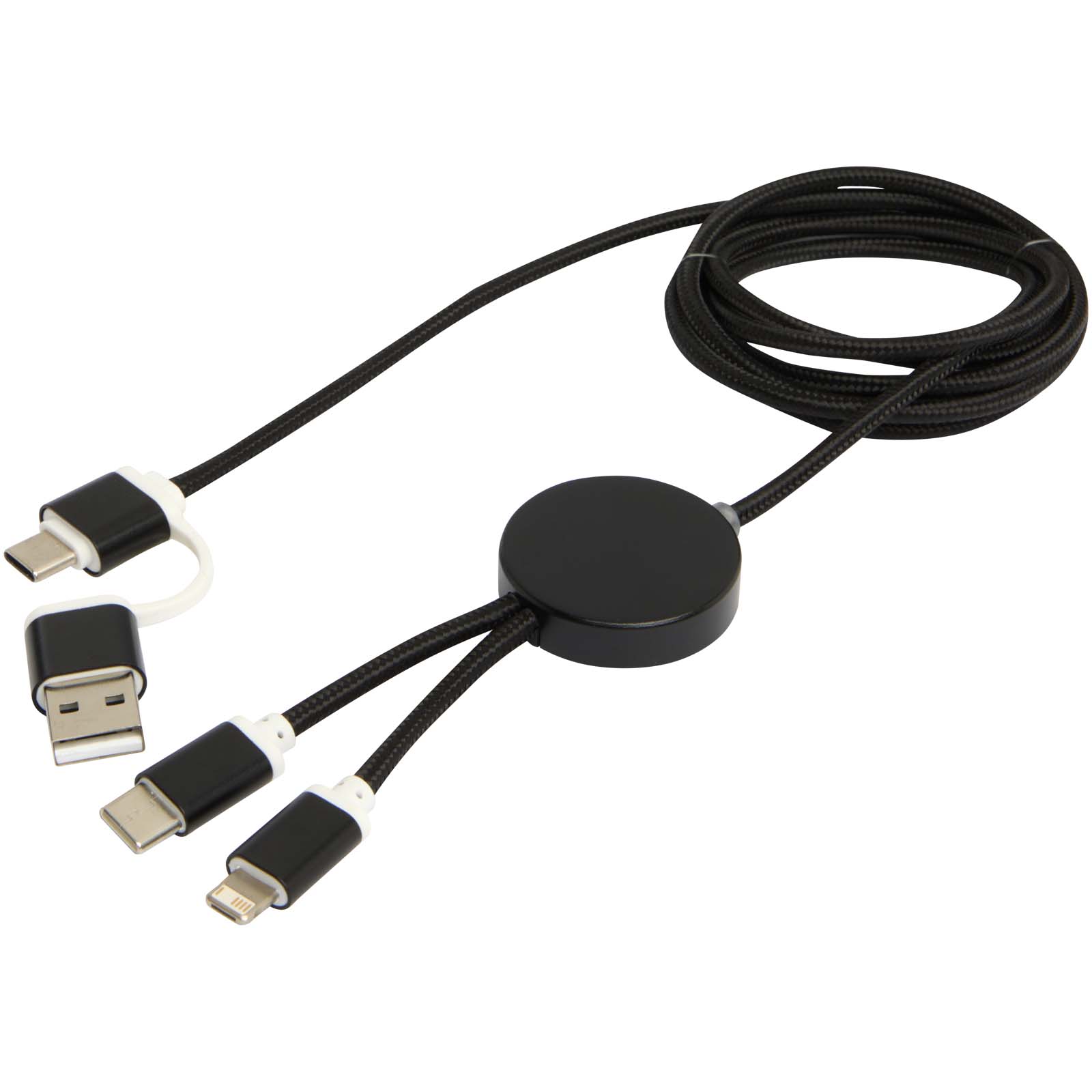 Cable 5 en 1 de aluminio y plástico reciclado de 150 cm para sincronización de datos y carga rápida de 27 W Alasia