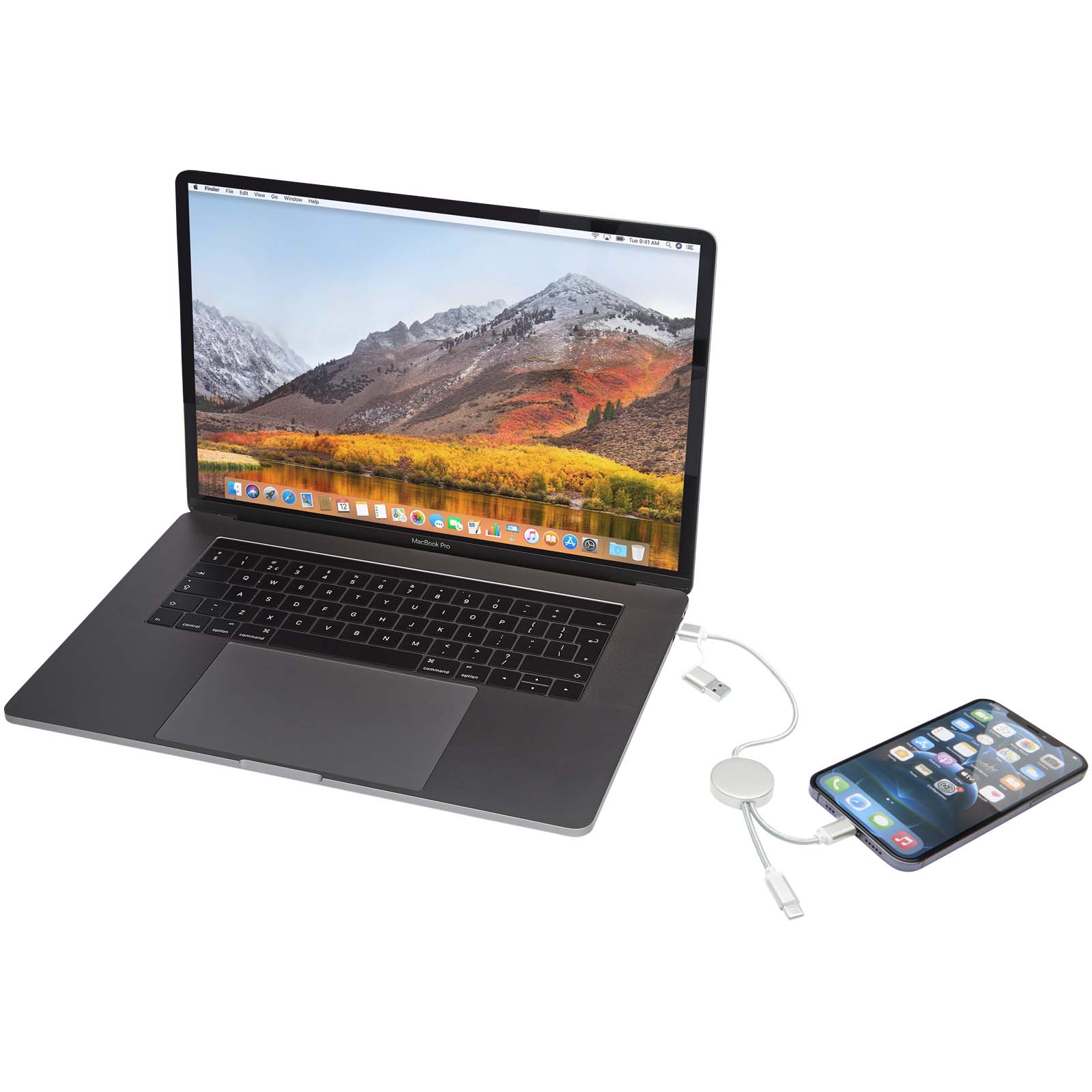 Cable 5 en 1 de aluminio y plástico reciclado de 30 cm para sincronización de datos y carga rápida de 27 W Alasia