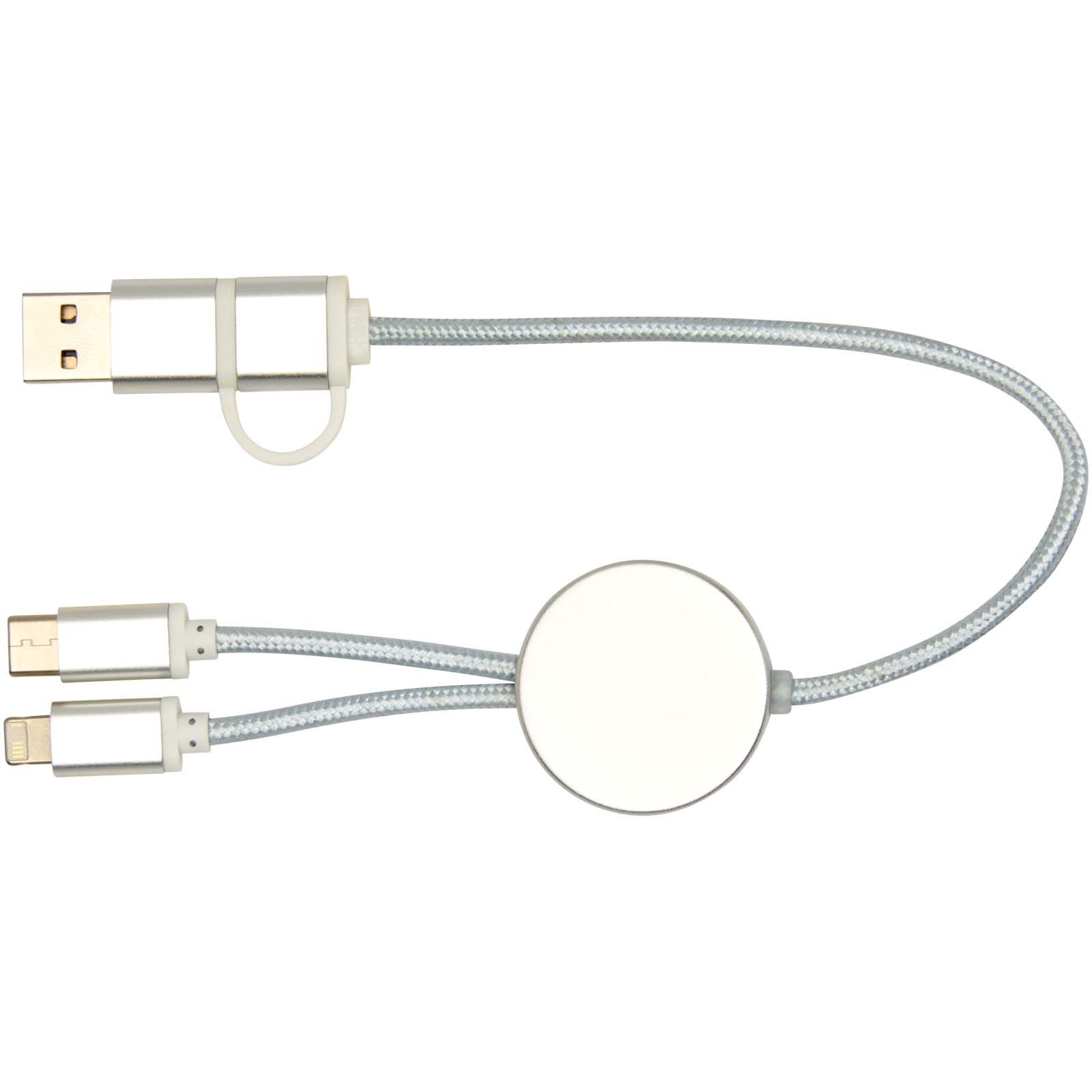 Cable 5 en 1 de aluminio y plástico reciclado de 30 cm para sincronización de datos y carga rápida de 27 W Alasia