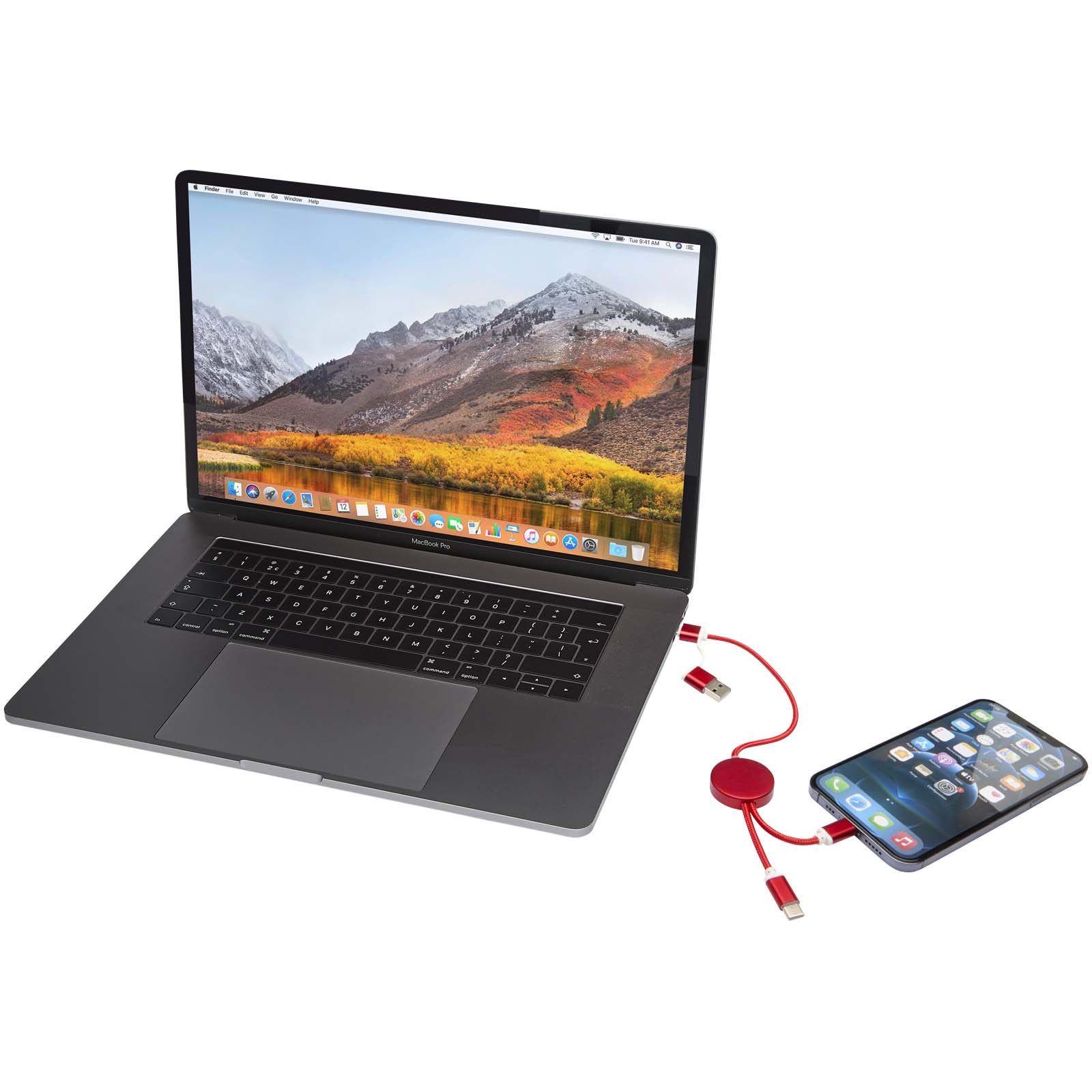 Cable 5 en 1 de aluminio y plástico reciclado de 30 cm para sincronización de datos y carga rápida de 27 W Alasia