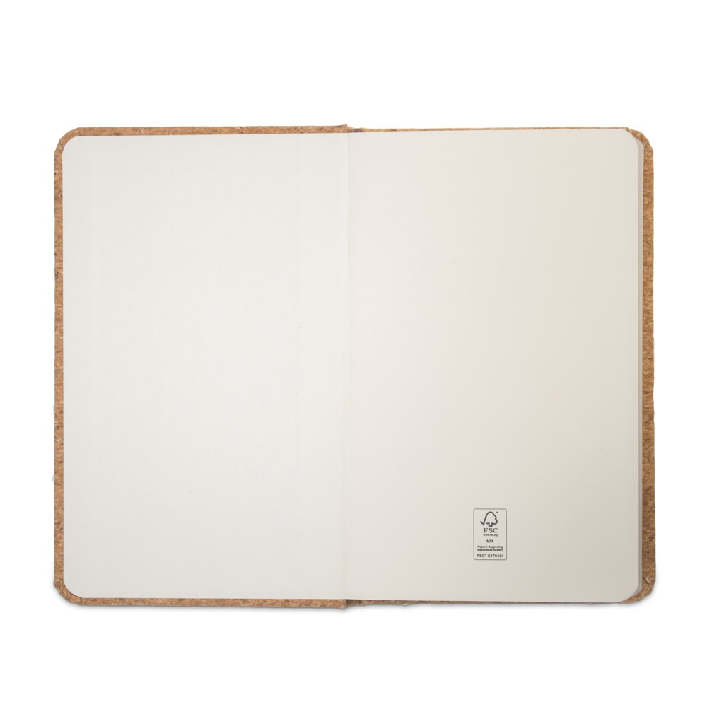 HAWKINS. Libreta de bolsillo de corcho con páginas lisas, en material certificado FSC™ y otros materiales controlados